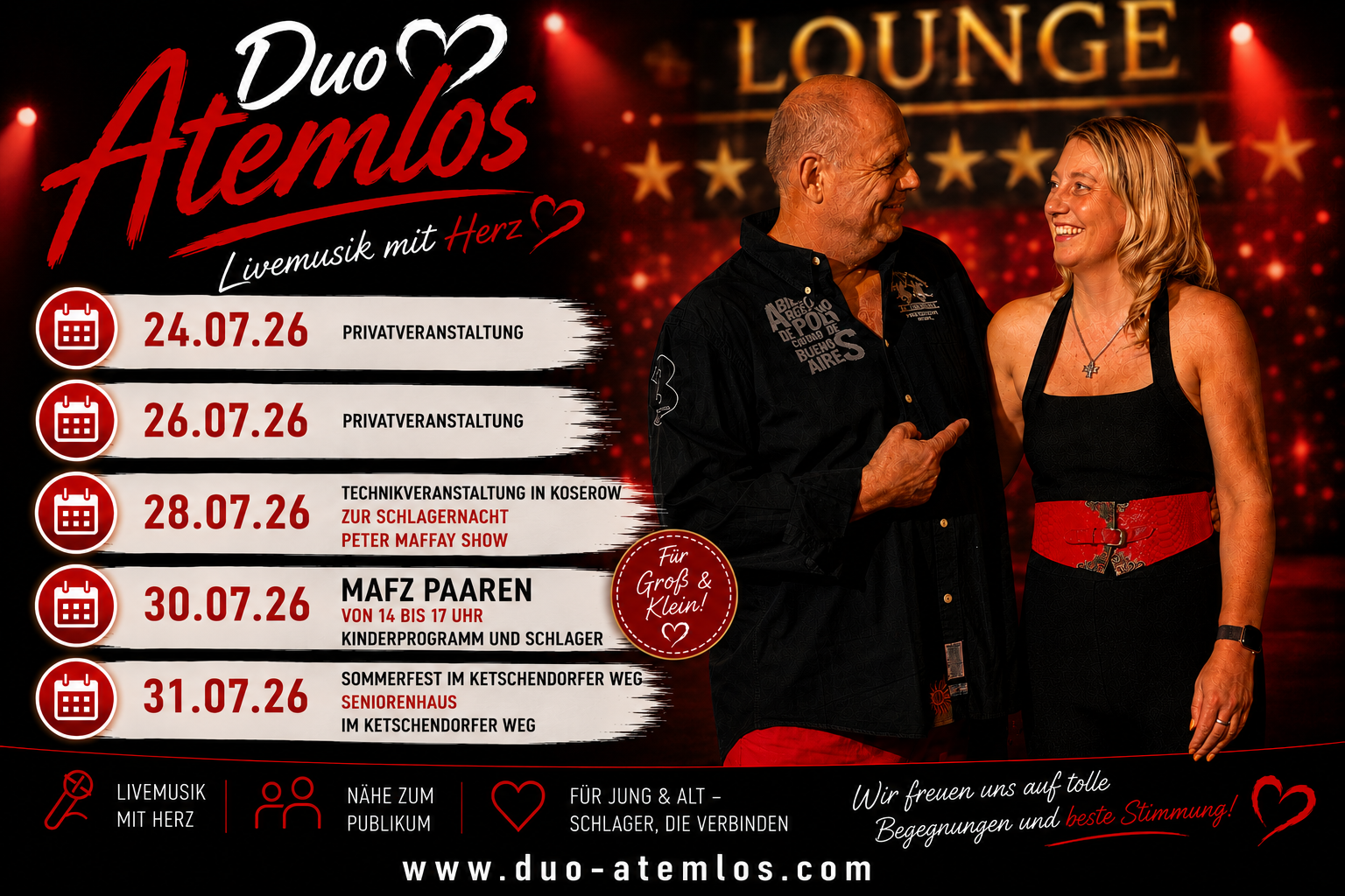 Aktueller Veranstaltungsflyer von Duo Atemlos