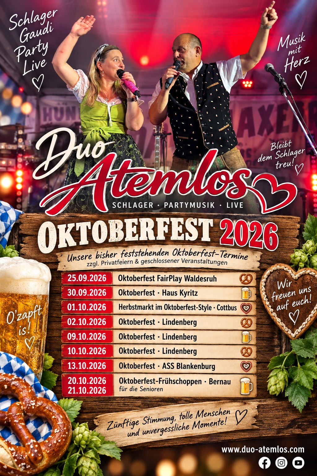 Aktueller Veranstaltungsflyer von Duo Atemlos
